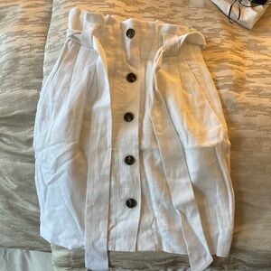 Linen blend white pencil skirt